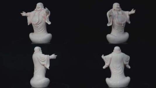 陶瓷雕塑制作工艺烧制佛像文化弥勒佛匠人心高清在线视频素材下载