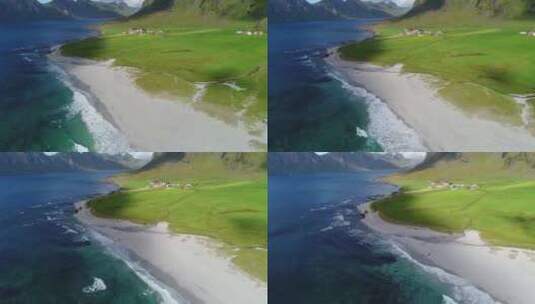 航拍海滩风景高清在线视频素材下载