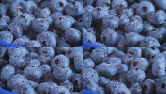 新鲜生蓝莓配水滴蓝碗高清在线视频素材下载