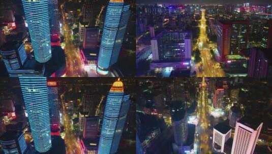 南京市玄武区车流夜景航拍延时高清在线视频素材下载