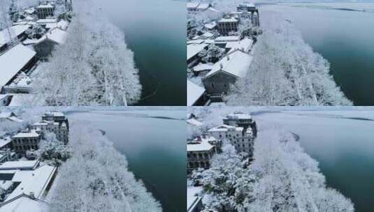 杭州西湖北山街雪景高清在线视频素材下载