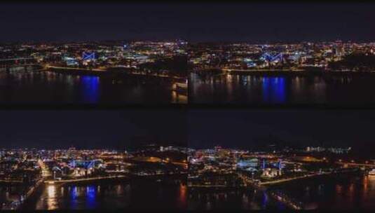 无人机航拍城市夜景繁华中心高清在线视频素材下载
