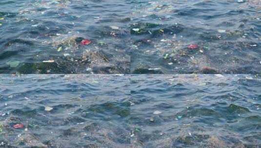 河里的垃圾塑料瓶环境污染高清在线视频素材下载