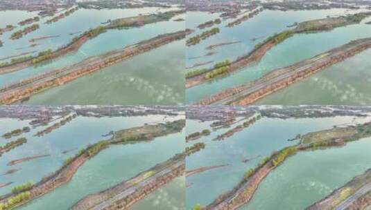 航拍扬州北湖湿地公园天空之境高清在线视频素材下载