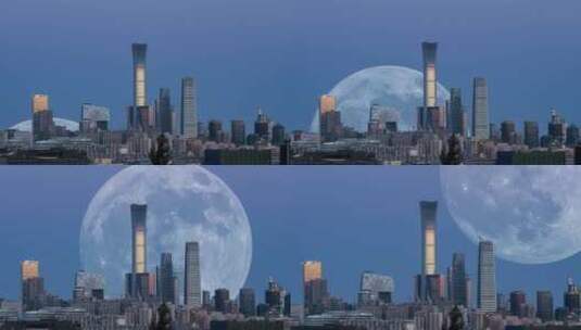 北京城市的超级满月高清在线视频素材下载