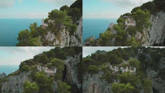 一名妇女从悬崖边欣赏意大利卡普里岛法拉利高清在线视频素材下载