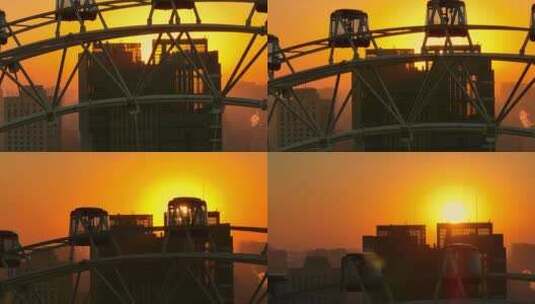 天津之眼清晨日出航拍6高清在线视频素材下载