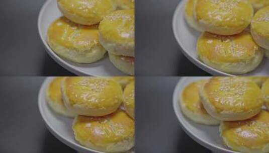 美食中式点心类酥饼老婆饼高清在线视频素材下载