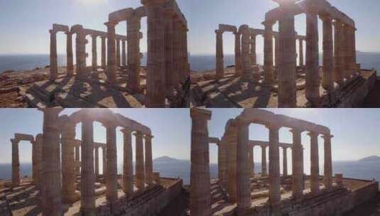 壮观希腊建筑波塞冬神庙高清在线视频素材下载