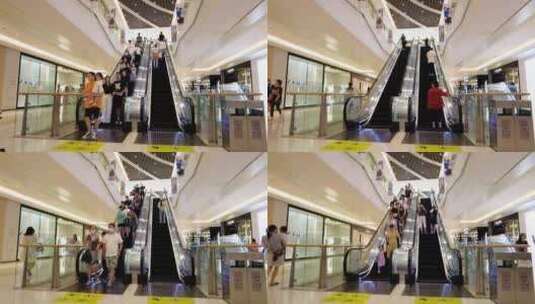 商场电梯人流延时摄影高清在线视频素材下载