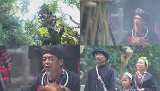 云南普洱佤族祭祀活动高清在线视频素材下载