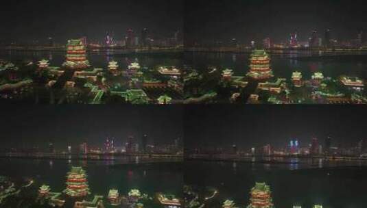 江西南昌滕王阁景区夜景航拍高清在线视频素材下载