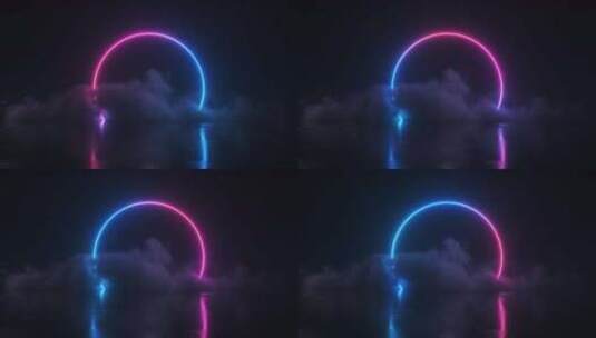 霓虹灯发光彩色框架和云电影背景循环高清在线视频素材下载