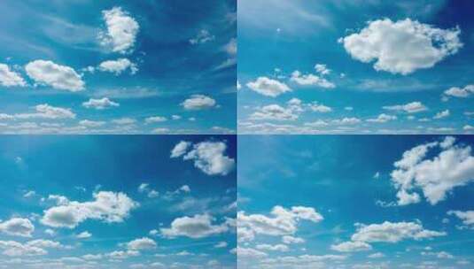 蓝天白云。蓬松蓬松的白云快速移动。积云云高清在线视频素材下载