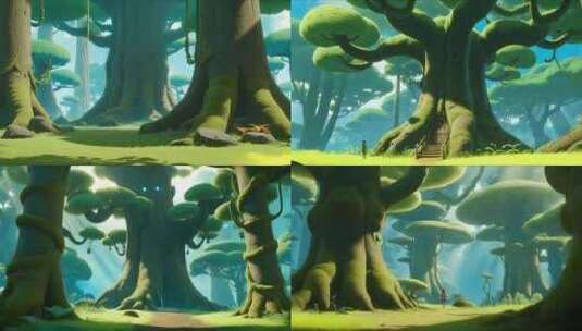 梦幻卡通森林大树树林合集高清在线视频素材下载