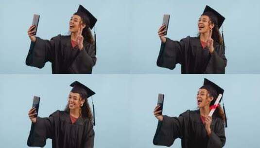 毕业自拍，学生和女人有大学头像，文凭高清在线视频素材下载