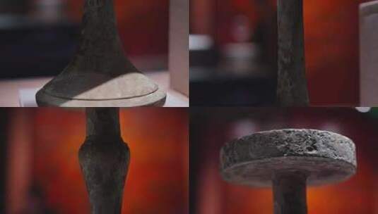 古代文物出土西汉八铺首云纹铜杯高清在线视频素材下载
