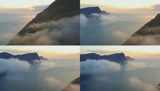 无人机飞行的薄雾和日出从Vidareid高清在线视频素材下载