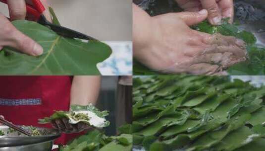 东北农村美食桲椤叶饼高清在线视频素材下载