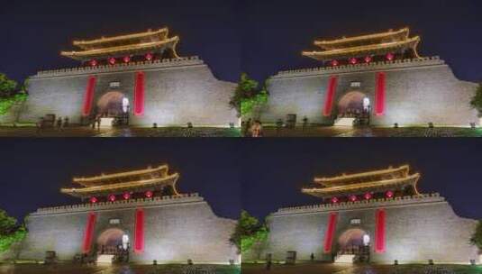 江苏扬州东门遗址夜景延时高清在线视频素材下载