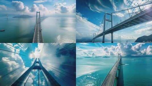 深中通道港珠澳大桥跨海大桥超级工程高清在线视频素材下载