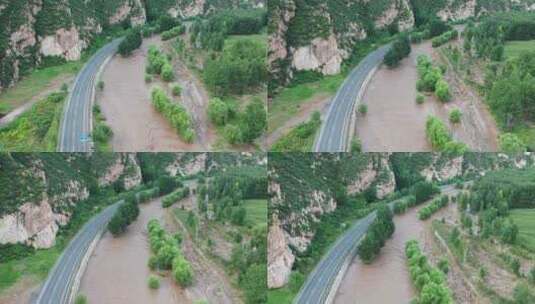 实拍暴雨后洪水 山洪  泥石流高清在线视频素材下载