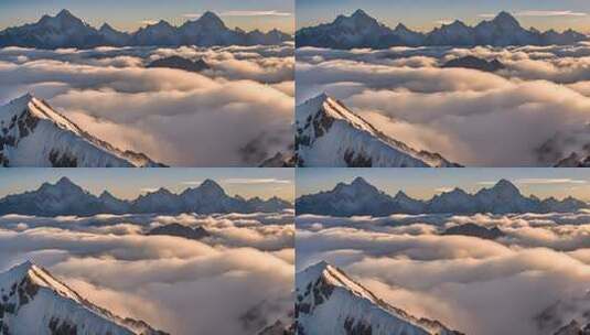 雪山云雾阳光山峰云海日出自然生态环境风景高清在线视频素材下载