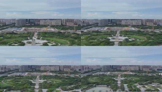 竖屏航拍广东汕头城市绿化开放广场高清在线视频素材下载