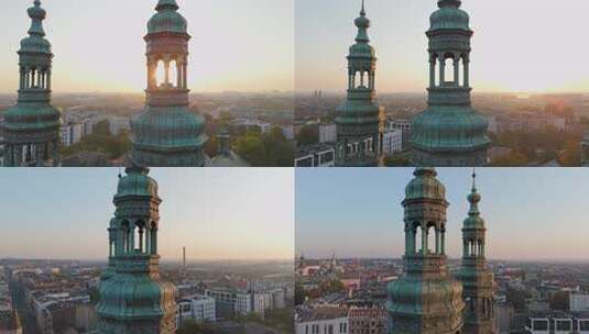 初夏波兹南历史旅游中心和圣弗朗西斯教堂尖高清在线视频素材下载