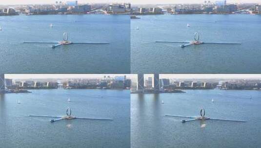 上海临港滴水湖风景  空镜头高清在线视频素材下载