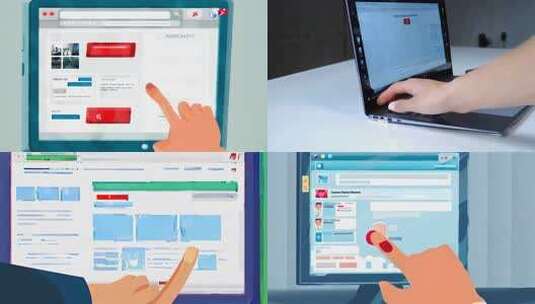 手指点击平板屏幕画面高清在线视频素材下载
