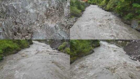 雨季山洪爆发河道洪水高清在线视频素材下载