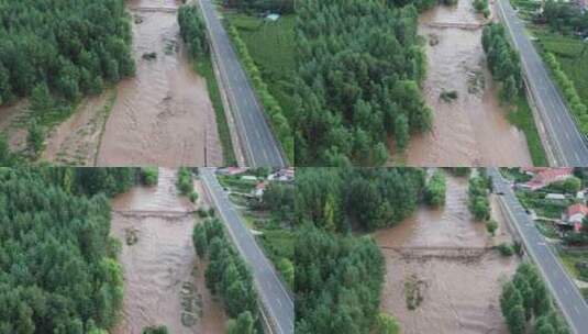 实拍暴雨后洪水 山洪  泥石流高清在线视频素材下载