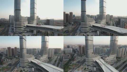 原创广州新塘高铁站4K航拍高清在线视频素材下载