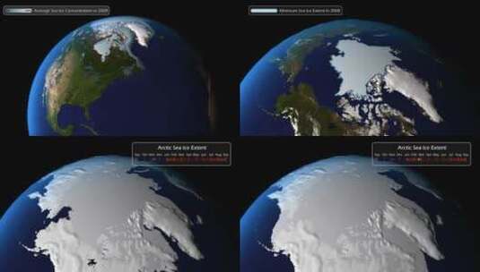 动画地图显示了2007-2009年的平均海冰浓度高清在线视频素材下载
