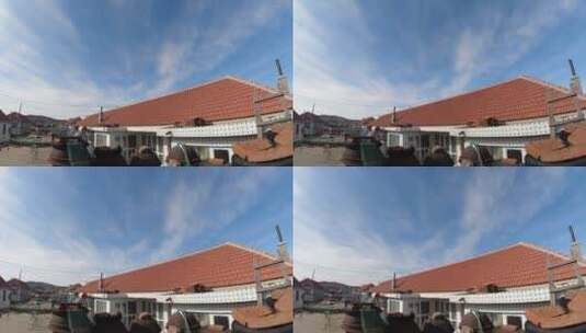 山东威海石岛盛家村的蓝天白云延时4K高清在线视频素材下载