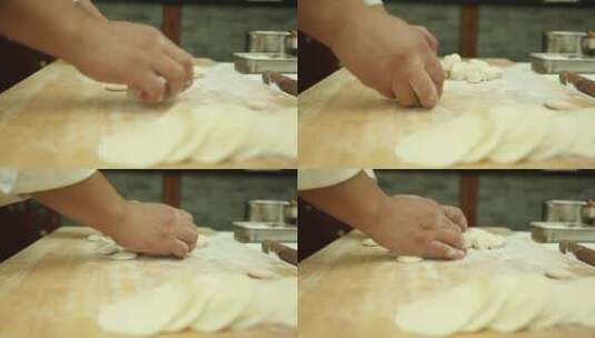 大厨包饺子揪剂子高清在线视频素材下载