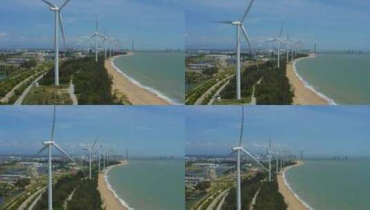 东方风力发电机组旋转的风力发电机叶片12高清在线视频素材下载