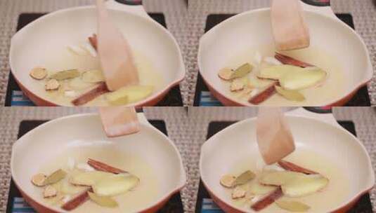 葱姜蒜香料炝锅 (1)高清在线视频素材下载