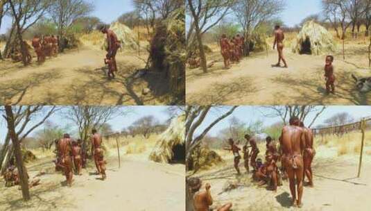 非洲圣部落表演火舞高清在线视频素材下载