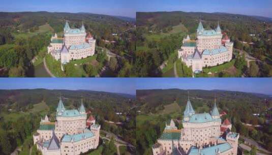 航拍壮观的城堡高清在线视频素材下载