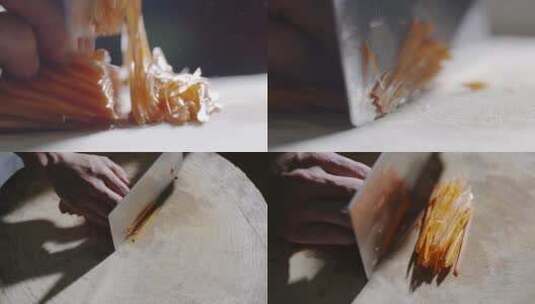 厨师刀工考核切萝卜切豆腐高清在线视频素材下载