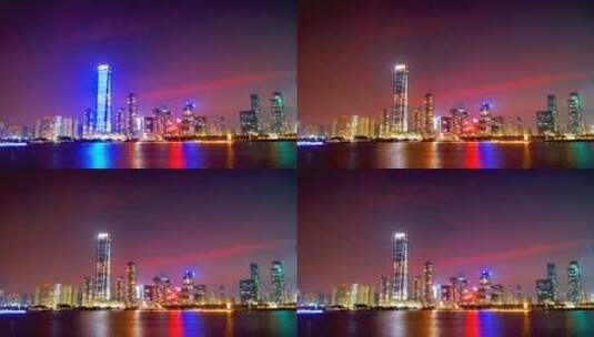 4K深圳前海湾大气夜景实拍高清在线视频素材下载