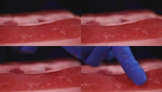 观察猪肉纹理五花肉肥瘦高清在线视频素材下载