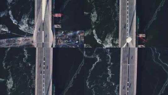天津冬季独流减河上的团泊新桥风光高清在线视频素材下载