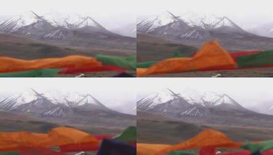 雪山经幡高原西藏高清在线视频素材下载