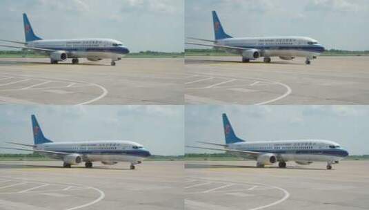 机场停机坪滑行的南方航空民航客机高清在线视频素材下载