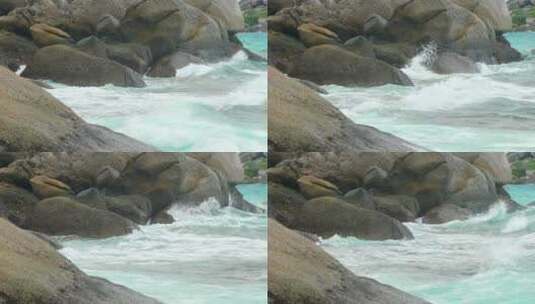 热带海浪撞击岩石高清在线视频素材下载
