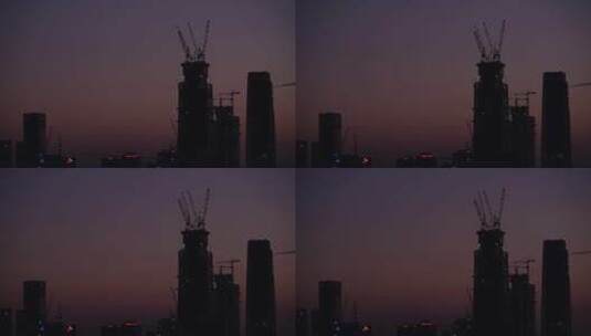 北京中国尊建设中紫色黄昏高清在线视频素材下载
