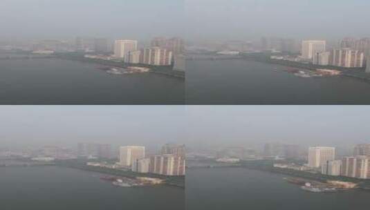 雾蒙蒙的广州老城区航拍高清在线视频素材下载